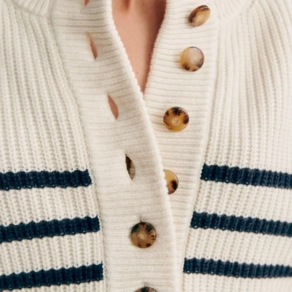 Sezane Lucas Jumper | S | ecru and navy stripe - Picture 3 of 6